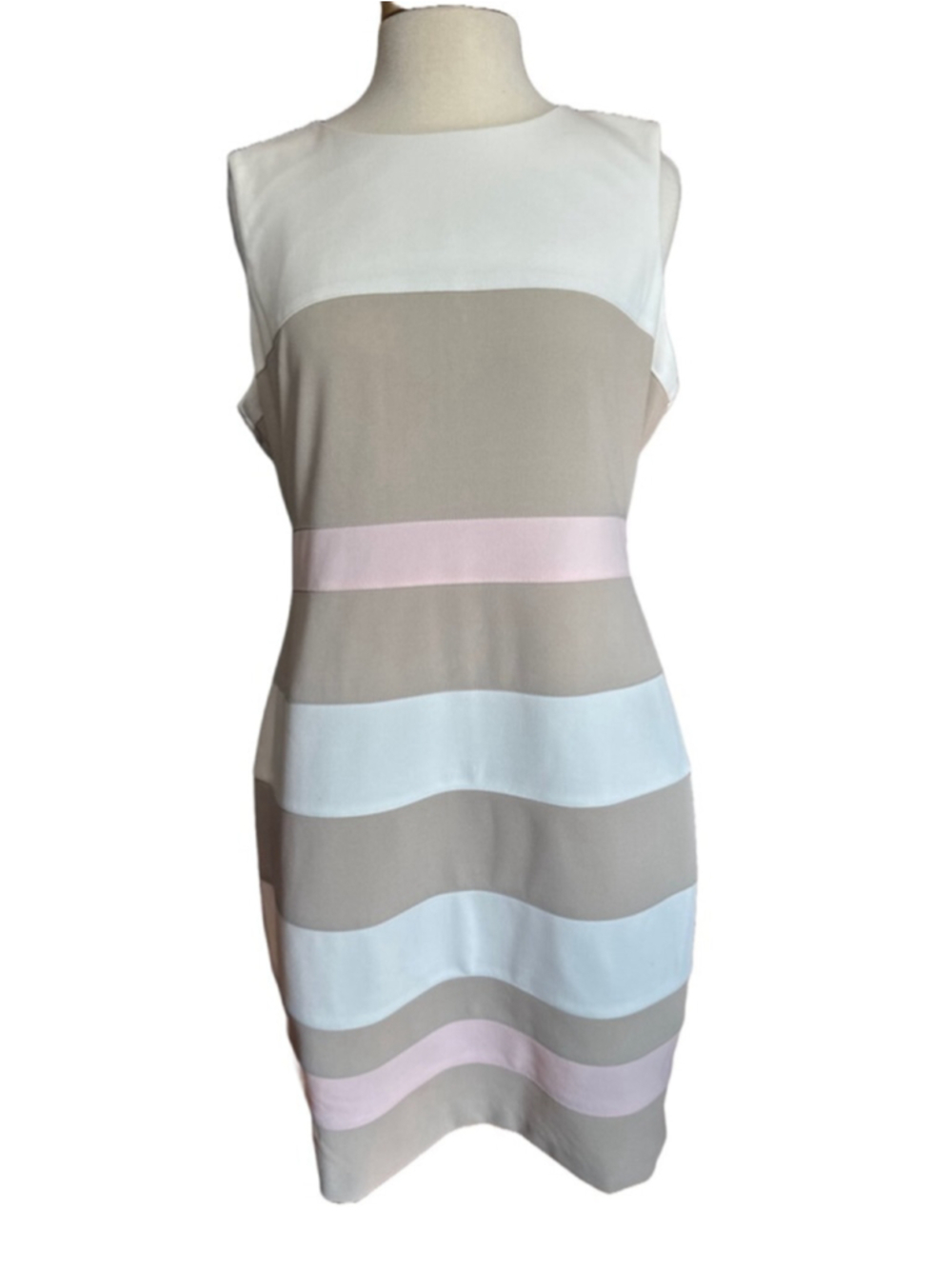 Women's TOMMY HILFIGER Dress Size 16 White Beige Pink Sleeveless